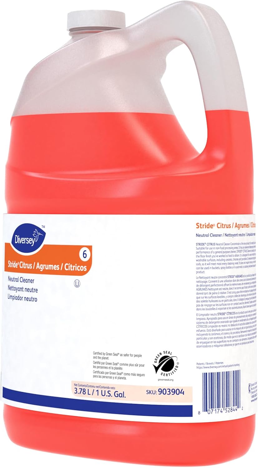 Diversey Stride Citrus Neutral Floor Cleaner, 1 Gallon, 4/Carton