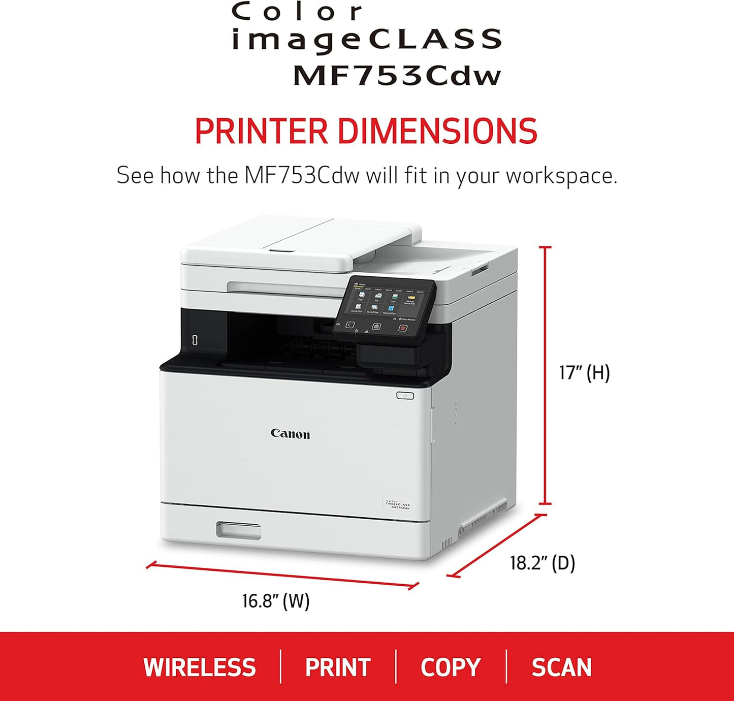 Canon imageCLASS MF751Cdw Wireless Color Laser Printer, All-In-One, Print, Scan, Fax, Copy