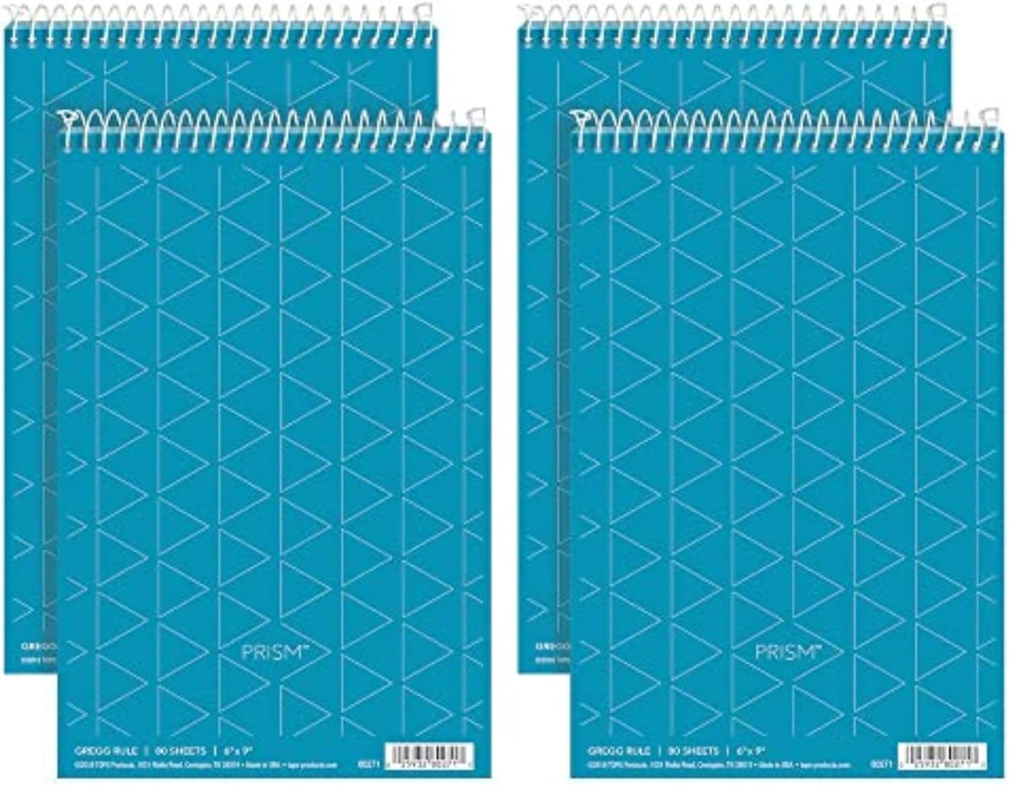TOPS Prism Steno Pads, 6" x 9", Gregg Ruled, Gray, 80 Sheets/Pad, 4 Pads/Pack