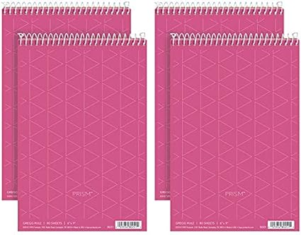 TOPS Prism Steno Pads, 6" x 9", Gregg Ruled, Gray, 80 Sheets/Pad, 4 Pads/Pack