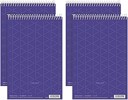 TOPS Prism Steno Pads, 6" x 9", Gregg Ruled, Gray, 80 Sheets/Pad, 4 Pads/Pack